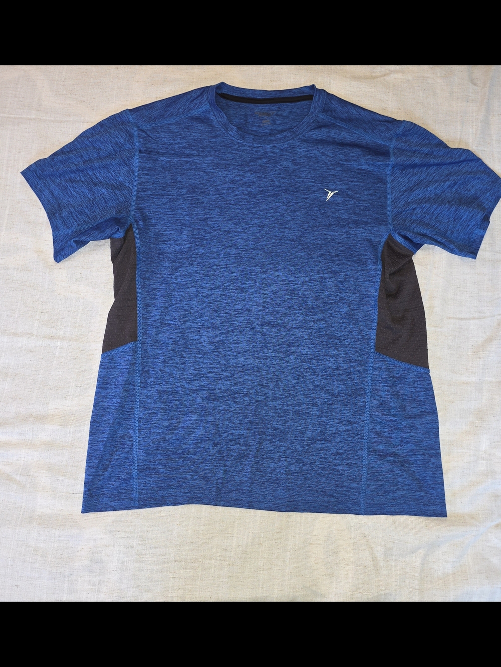 RBX Blue Heather Short Sleeve Performance Tee with Black Panels
